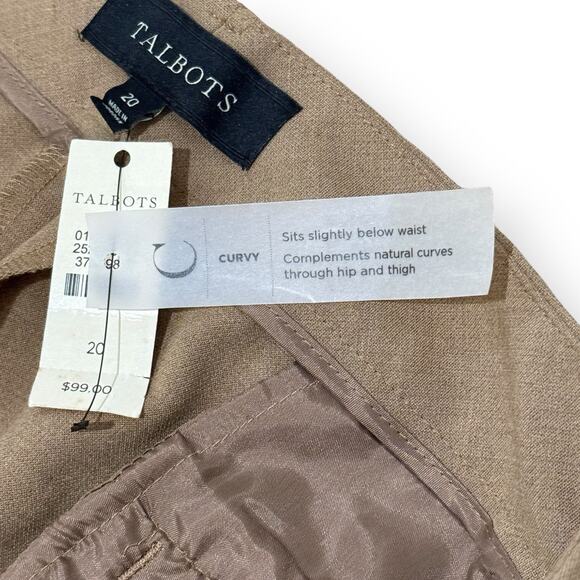 NWT Talbots Curvy Tan Straight Leg Dress Pants Trousers Plus Size 20 Stretch - Picture 4 of 10